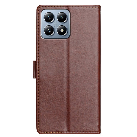 Xiaomi 15T EIDERWOOD Faux Leather Flip Case with Card Holder and Strap - Brown