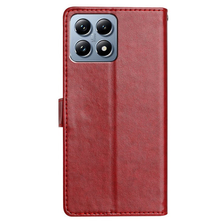 Xiaomi 15T EIDERWOOD Faux Leather Flip Case with Card Holder and Strap - Red