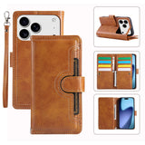 iPhone 18 Pro / 17 Pro EIDERWOOD Faux Leather Flip Case with Wallet - Light Brown