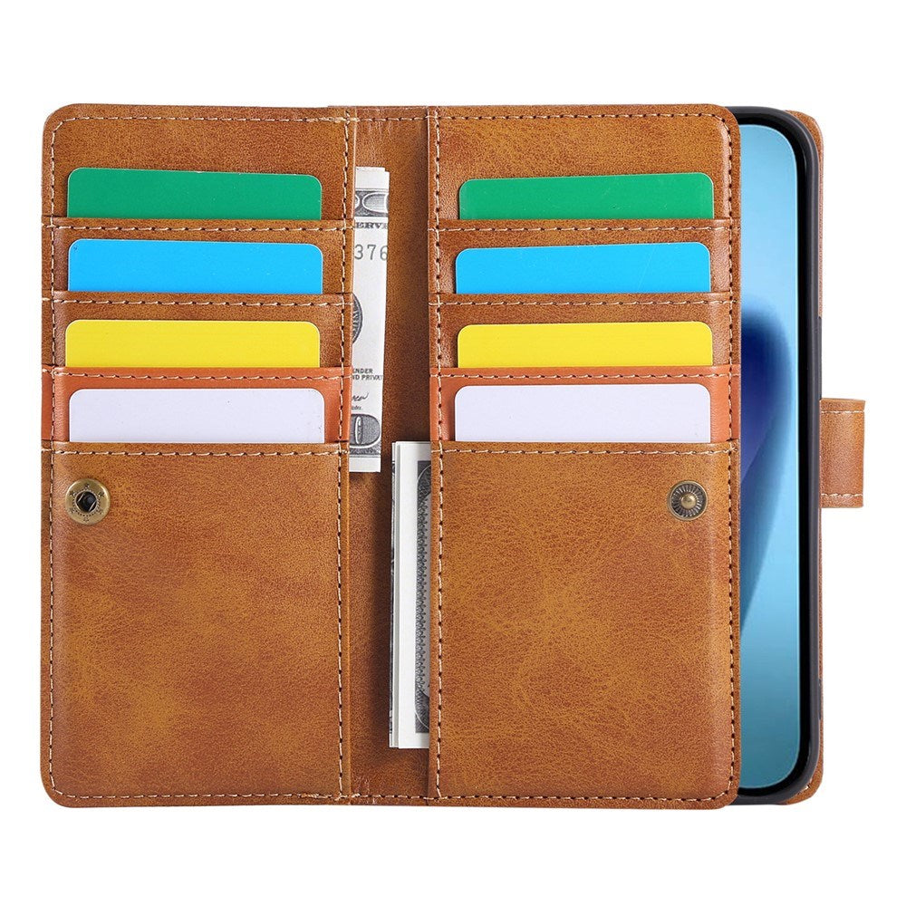 iPhone 18 Pro / 17 Pro EIDERWOOD Faux Leather Flip Case with Wallet - Light Brown
