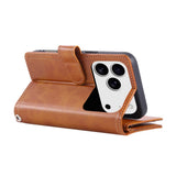 iPhone 18 Pro / 17 Pro EIDERWOOD Faux Leather Flip Case with Wallet - Light Brown