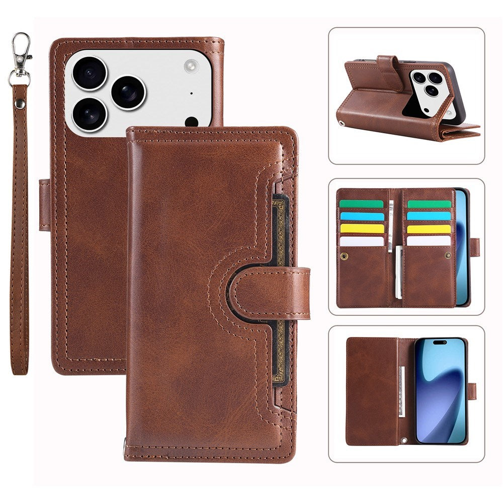iPhone 18 Pro / 17 Pro EIDERWOOD Faux Leather Flip Case with Wallet - Dark Brown