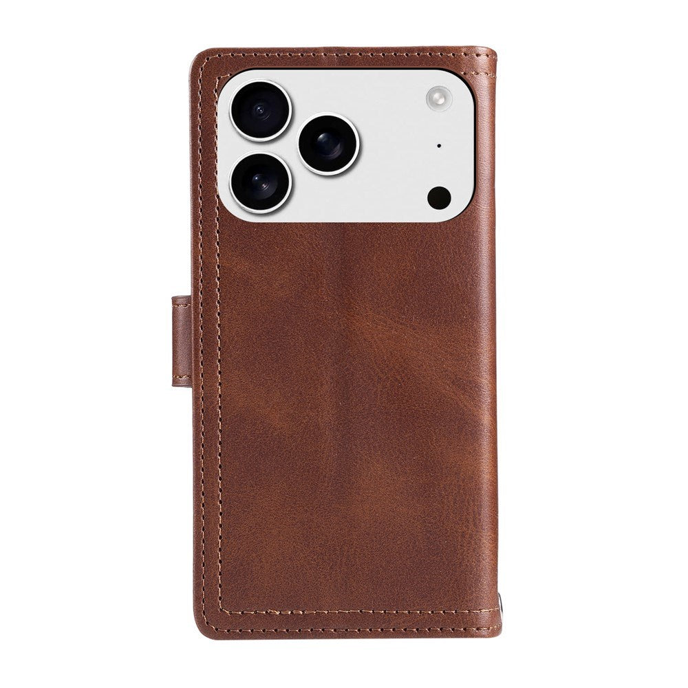 iPhone 18 Pro / 17 Pro EIDERWOOD Faux Leather Flip Case with Wallet - Dark Brown