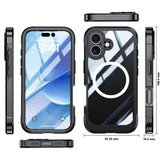 iPhone 17 Hybrid Plastic Case with Built-In Screen Protector - MagSafe Compatible - Transparent / Black