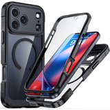 iPhone 18 Pro Max / 17 Pro Max Hybrid Plastic Case with Built-In Screen Protector - MagSafe Compatible - Transparent / Black