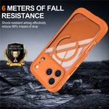 iPhone 18 Pro Max / 17 Pro Max Hybrid Plastic Case with Built-In Screen Protector - MagSafe Compatible - Transparent / Orange