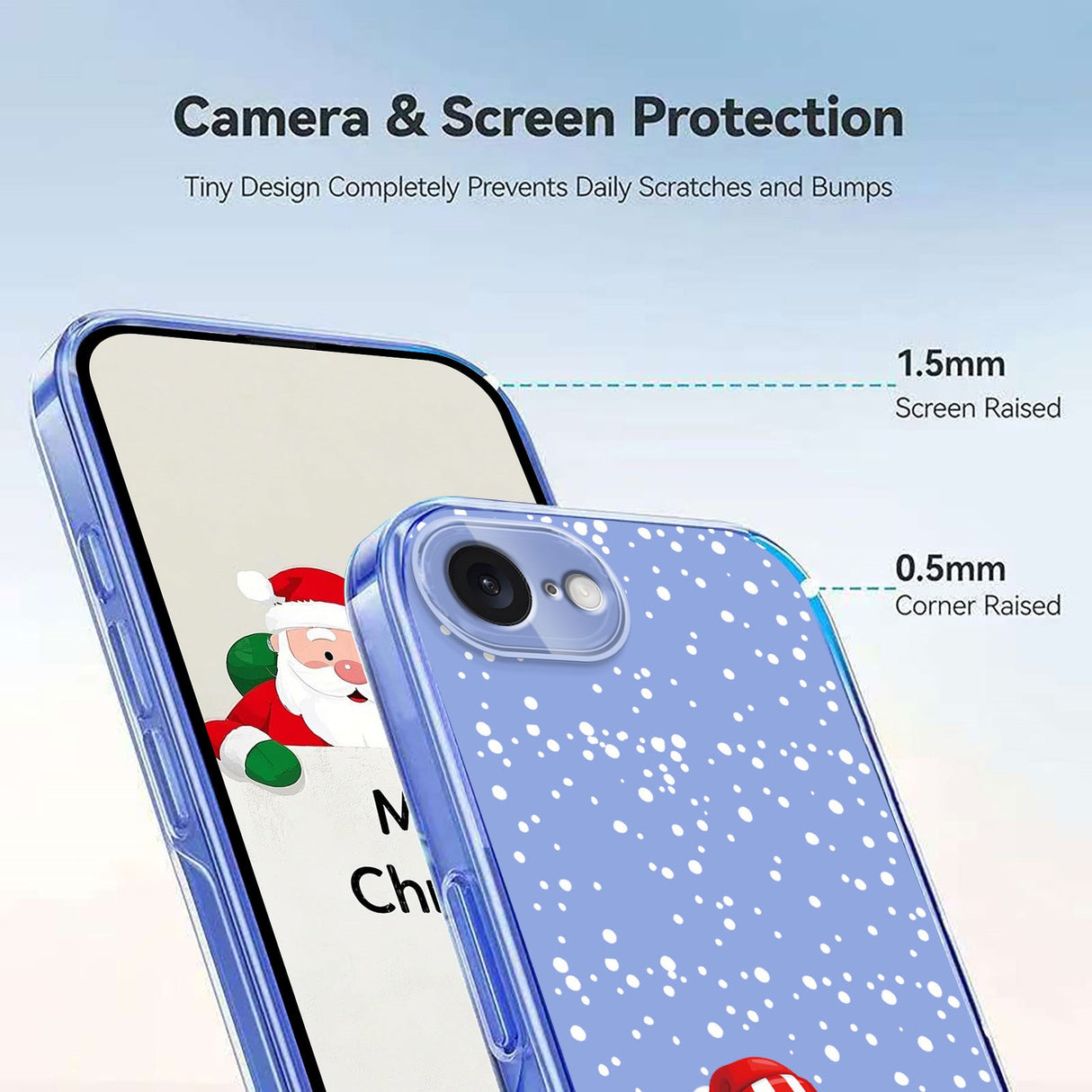 EIDERWOOD iPhone 16e Flexible Plastic Christmas Case with Motif - Transparent / Snowman