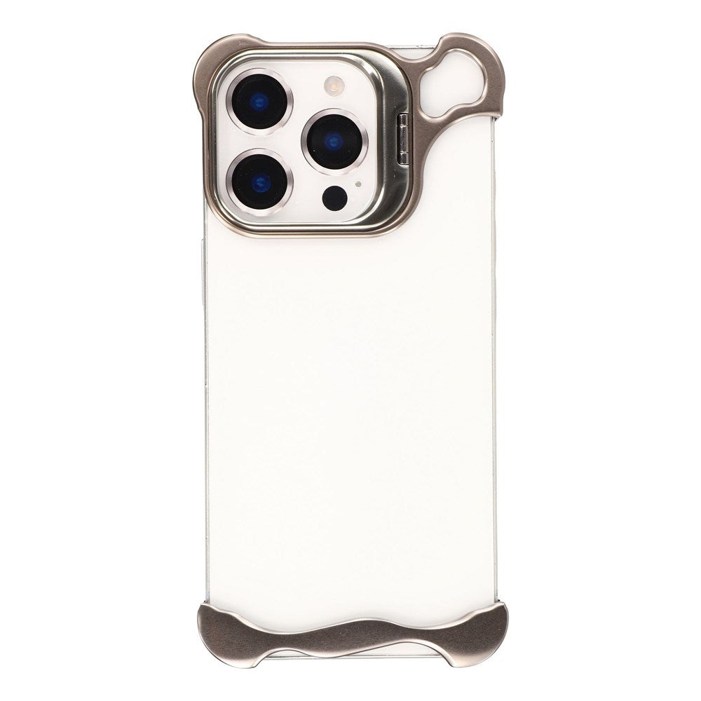 iPhone 16 Pro Two-Piece Metal Bumper Case with Stand & Lens Protector - Titanium