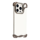 iPhone 16 Pro Two-Piece Metal Bumper Case with Stand & Lens Protector - Titanium