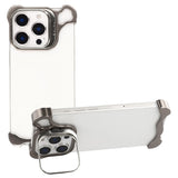 iPhone 16 Pro Two-Piece Metal Bumper Case with Stand & Lens Protector - Titanium