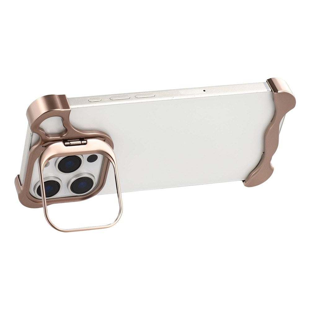 iPhone 16 Pro Two-Piece Metal Bumper Case with Stand & Lens Protector - Gold