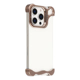 iPhone 16 Pro Two-Piece Metal Bumper Case with Stand & Lens Protector - Gold