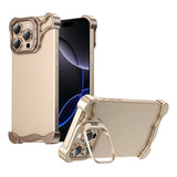 iPhone 16 Pro Two-Piece Metal Bumper Case with Stand & Lens Protector - Gold