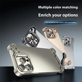iPhone 16 Pro Two-Piece Metal Bumper Case with Stand & Lens Protector - Gold