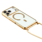 EIDERWOOD iPhone 17 Pro Max Flexible Plastic Case with Adjustable Strap - MagSafe Compatible - Transparent / Gold