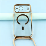 EIDERWOOD iPhone 17 Pro Max Flexible Plastic Case with Adjustable Strap - MagSafe Compatible - Transparent / Gold