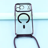 EIDERWOOD iPhone 17 Pro Max Flexible Plastic Case with Adjustable Strap - MagSafe Compatible - Transparent / Purple