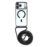 EIDERWOOD iPhone 17 Pro Max Flexible Plastic Case with Adjustable Strap - MagSafe Compatible - Transparent / Black