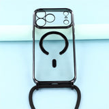 EIDERWOOD iPhone 17 Pro Max Flexible Plastic Case with Adjustable Strap - MagSafe Compatible - Transparent / Black