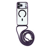 EIDERWOOD iPhone 17 Pro Flexible Plastic Case with Adjustable Strap - MagSafe Compatible - Transparent / Purple
