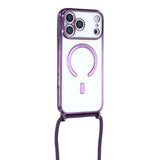 EIDERWOOD iPhone 17 Pro Flexible Plastic Case with Adjustable Strap - MagSafe Compatible - Transparent / Purple