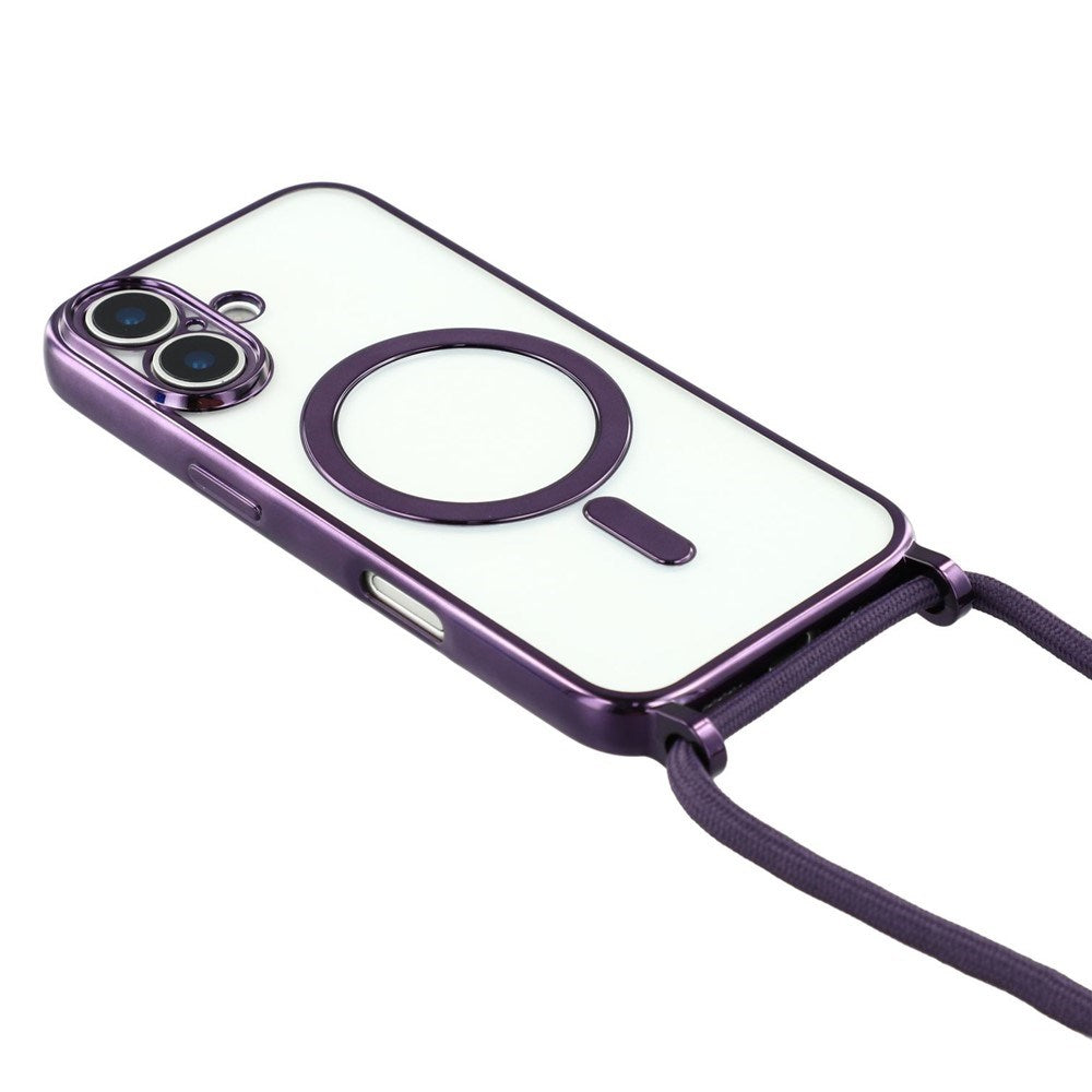 EIDERWOOD iPhone 17 Flexible Plastic Case with Adjustable Strap - MagSafe Compatible - Transparent / Purple