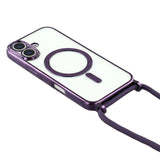 EIDERWOOD iPhone 17 Flexible Plastic Case with Adjustable Strap - MagSafe Compatible - Transparent / Purple
