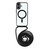 EIDERWOOD iPhone 17 Flexible Plastic Case with Adjustable Strap - MagSafe Compatible - Transparent / Black