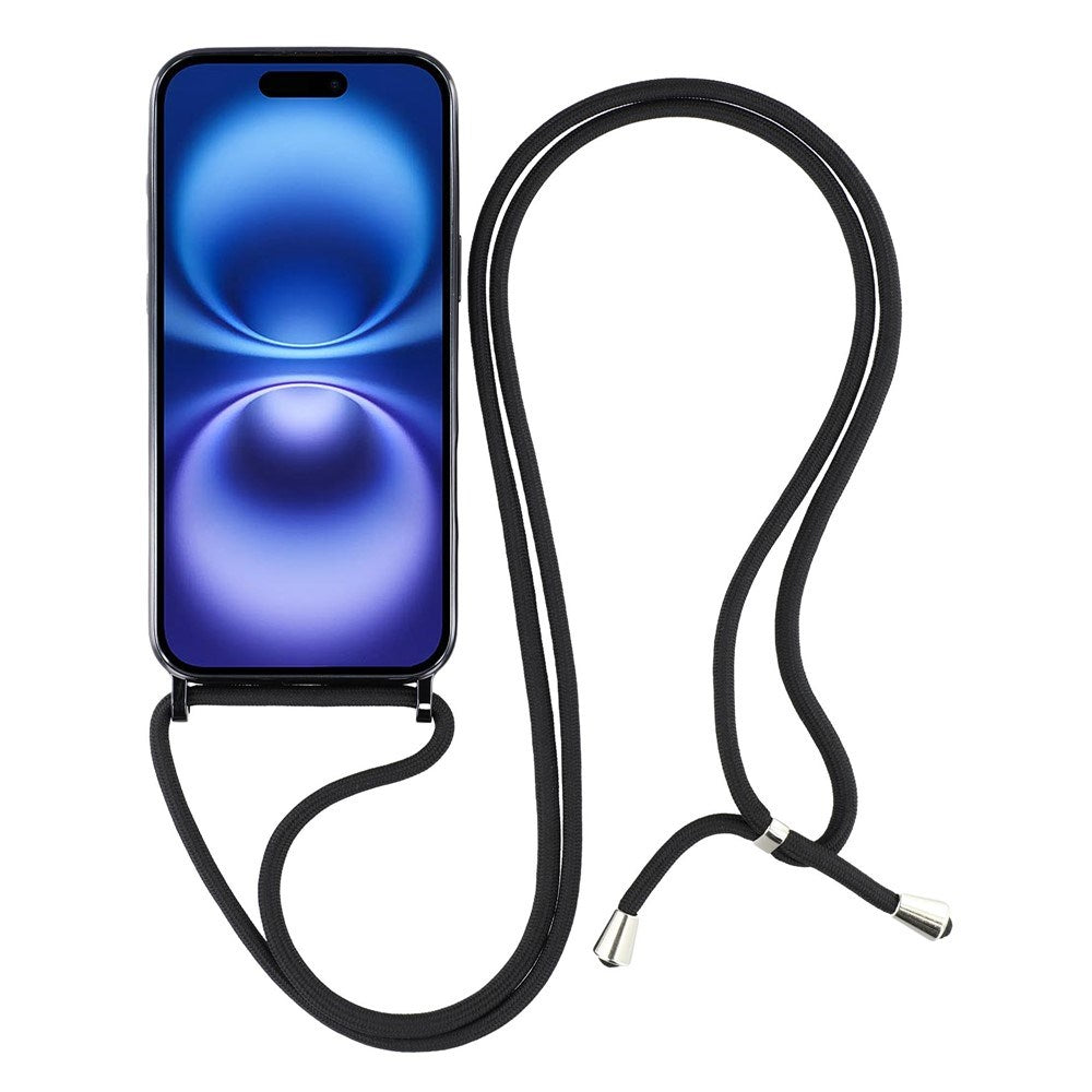 EIDERWOOD iPhone 17 Flexible Plastic Case with Adjustable Strap - MagSafe Compatible - Transparent / Black