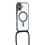 EIDERWOOD iPhone 17 Flexible Plastic Case with Adjustable Strap - MagSafe Compatible - Transparent / Black