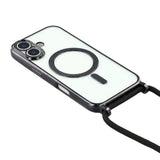 EIDERWOOD iPhone 17 Flexible Plastic Case with Adjustable Strap - MagSafe Compatible - Transparent / Black