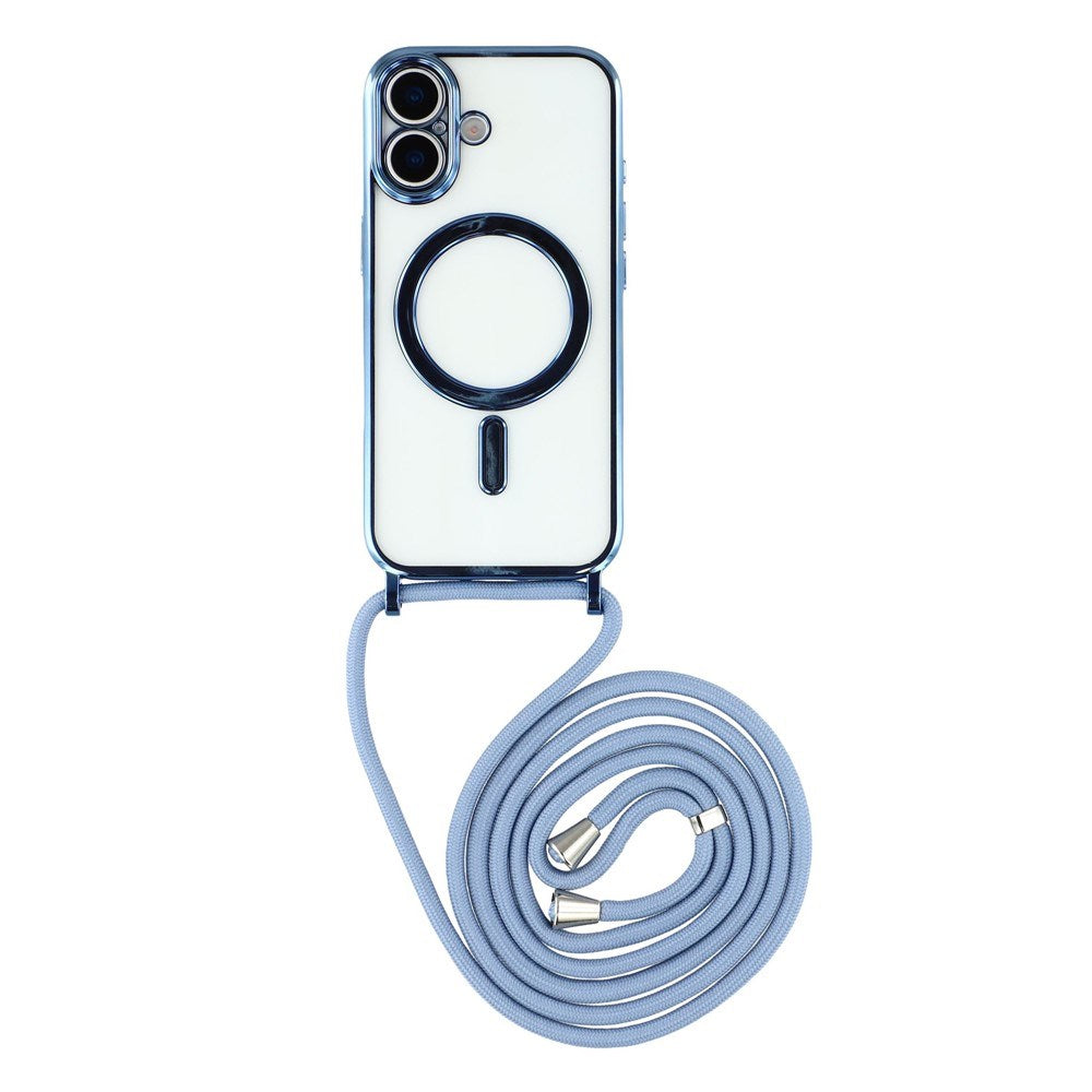 EIDERWOOD iPhone 17 Flexible Plastic Case with Adjustable Strap - MagSafe Compatible - Transparent / Blue