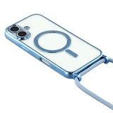 EIDERWOOD iPhone 17 Flexible Plastic Case with Adjustable Strap - MagSafe Compatible - Transparent / Blue