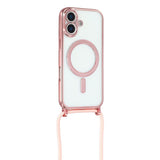 EIDERWOOD iPhone 17 Flexible Plastic Case with Adjustable Strap - MagSafe Compatible - Transparent / Pink