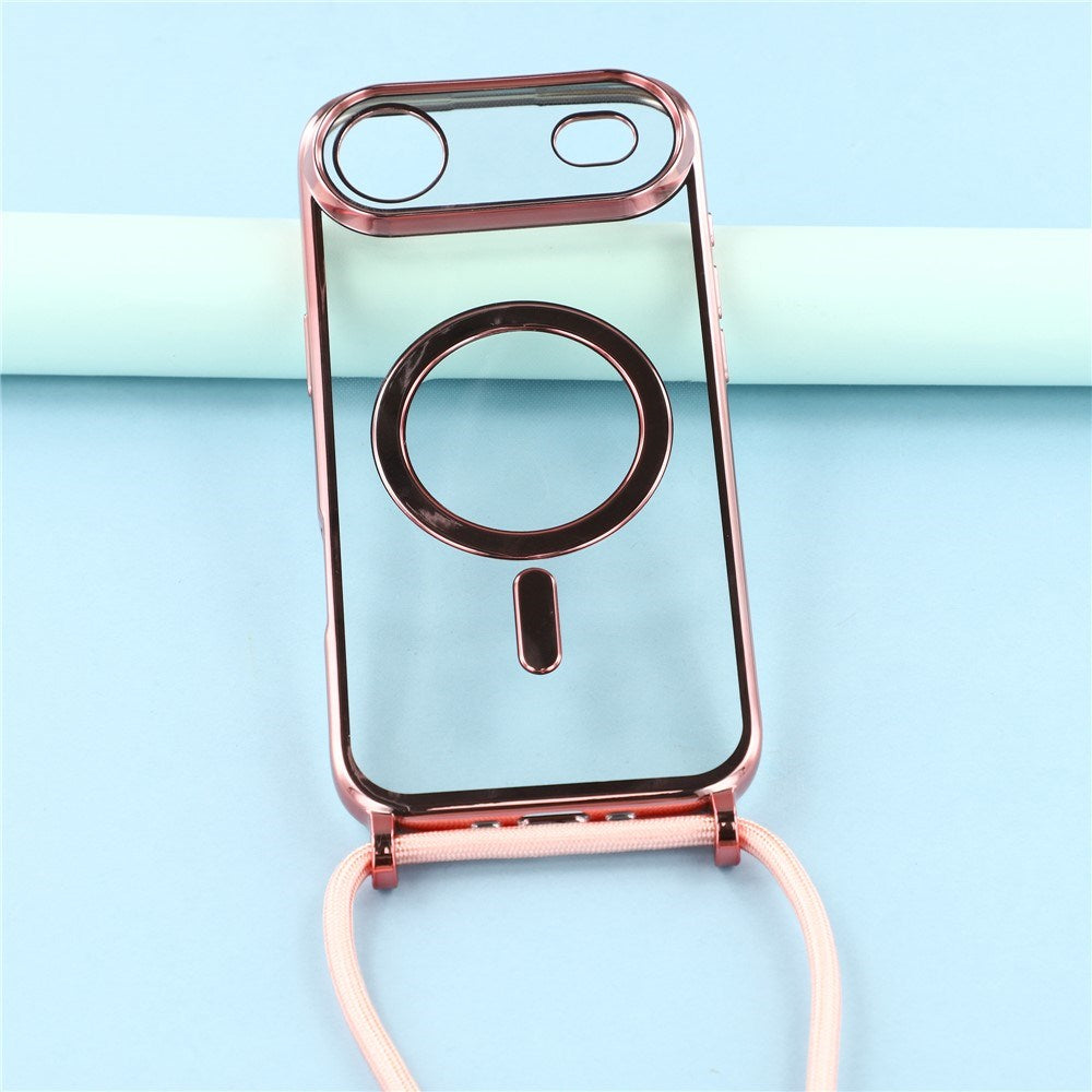 EIDERWOOD iPhone Air Flexible Plastic Case with Adjustable Strap - MagSafe Compatible - Transparent / Pink