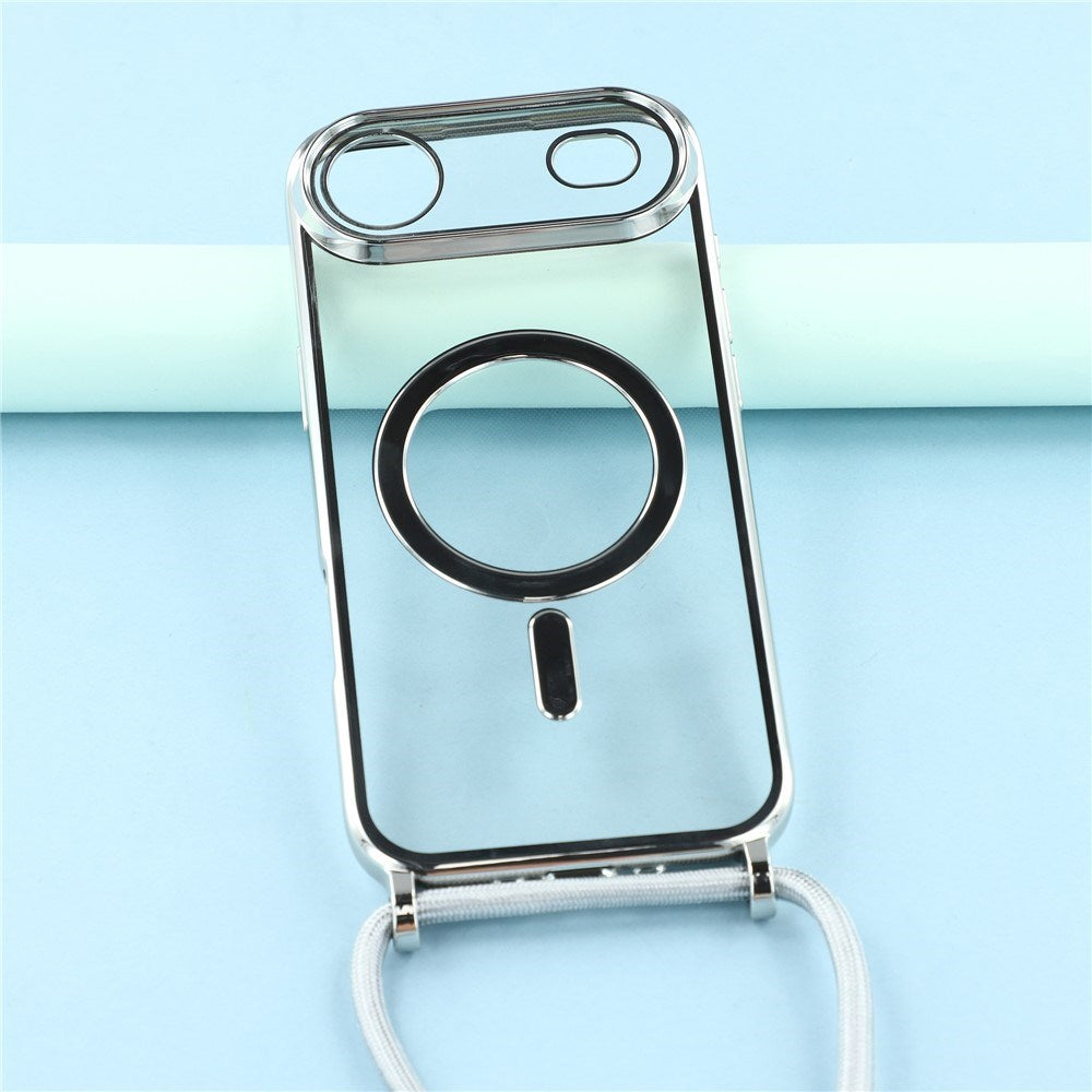 EIDERWOOD iPhone Air Flexible Plastic Case with Adjustable Strap - MagSafe Compatible - Transparent / Silver