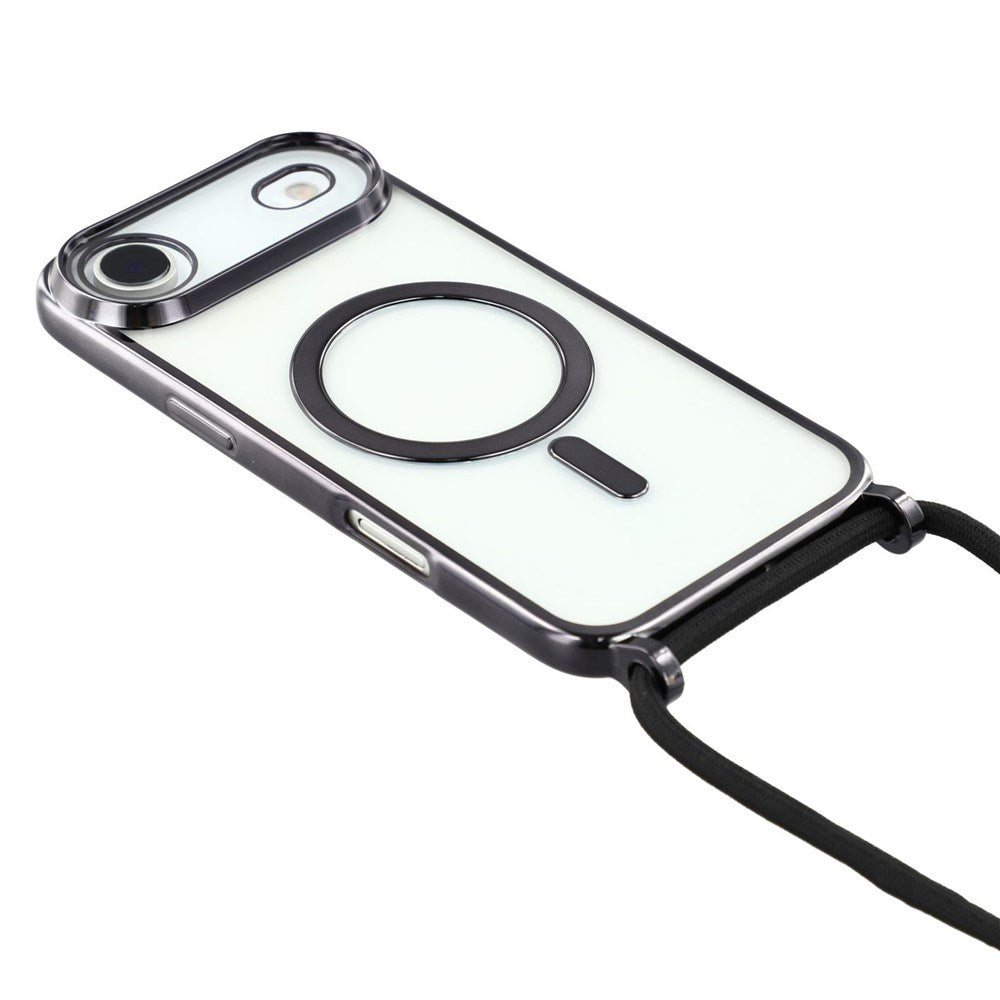 EIDERWOOD iPhone Air Flexible Plastic Case with Adjustable Strap - MagSafe Compatible - Transparent / Black
