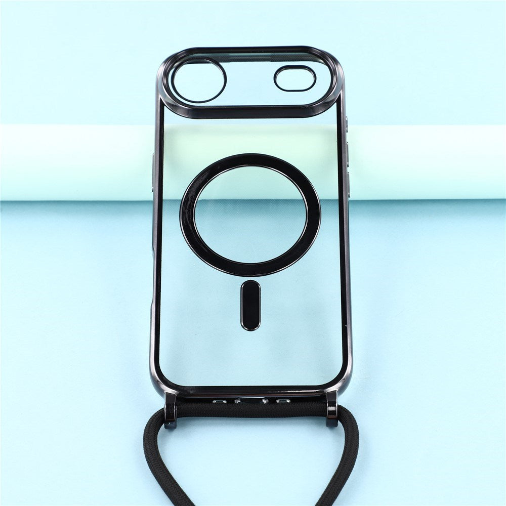 EIDERWOOD iPhone Air Flexible Plastic Case with Adjustable Strap - MagSafe Compatible - Transparent / Black