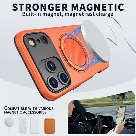 EIDERWOOD iPhone 17 Pro Case with Rotating Kickstand - MagSafe Compatible - Orange