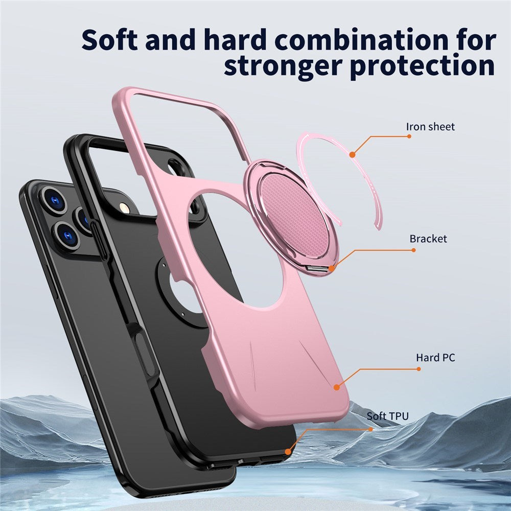 EIDERWOOD iPhone 17 Pro Max Case with Rotating Kickstand - MagSafe Compatible - Pink