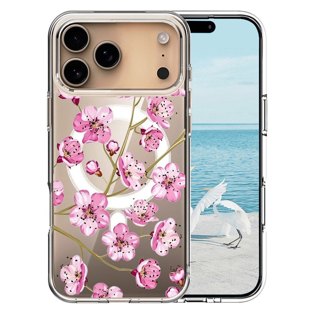 EIDERWOOD iPhone 17 Pro Hybrid Plastic Case - MagSafe Compatible - Pink Flowers