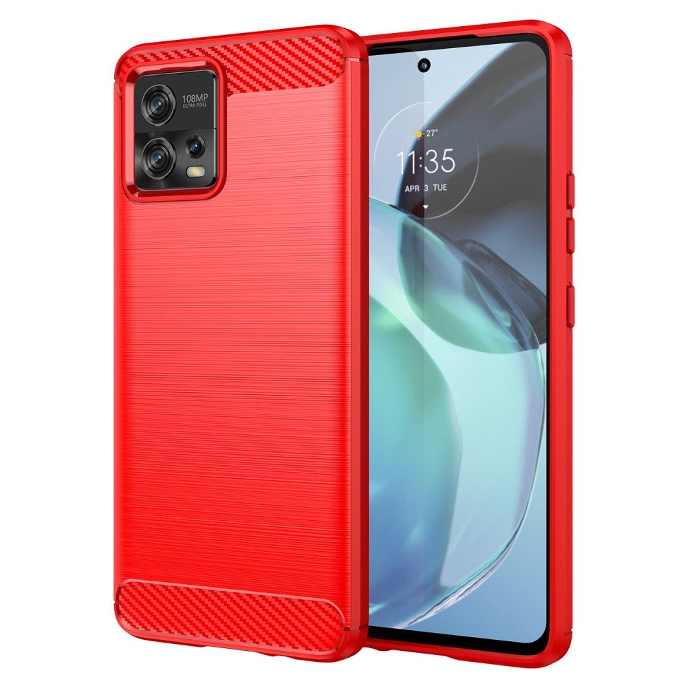 Motorola G72 Brushed Carbon Case - Red