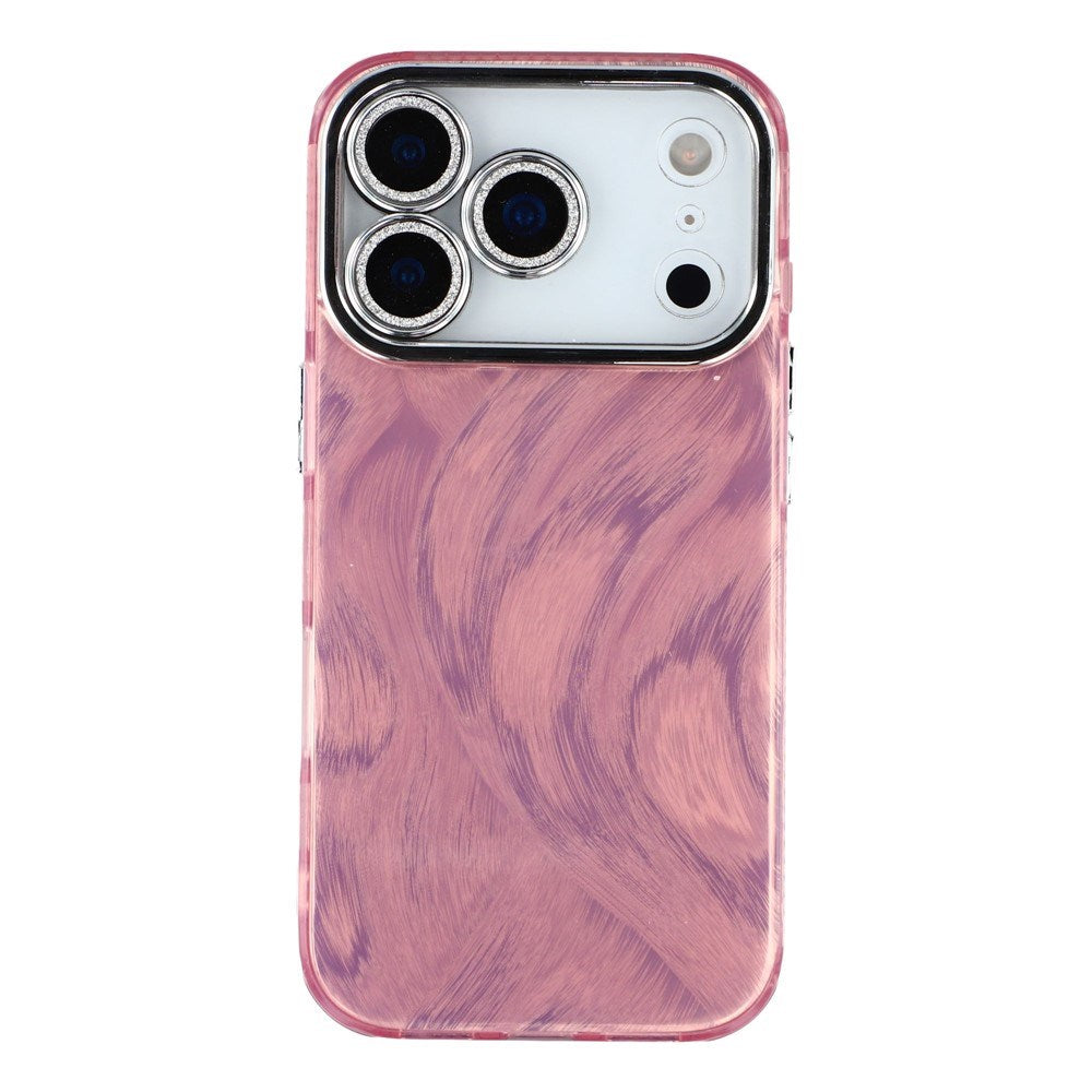 EIDERWOOD iPhone 17 Pro Hybrid Plastic Case with Built-in Camera Lens Protection - Brush Stroke Pattern / Pink