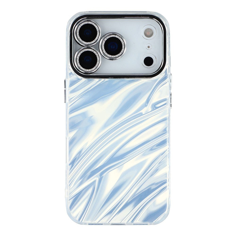 EIDERWOOD iPhone 17 Pro Max Hybrid Plastic Case with Built-in Camera Lens Protection - Wavy Pattern / Silver