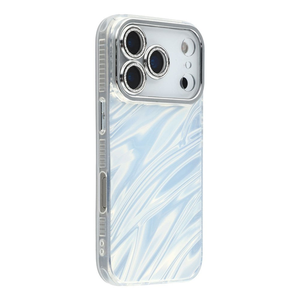 EIDERWOOD iPhone 17 Pro Max Hybrid Plastic Case with Built-in Camera Lens Protection - Wavy Pattern / Silver