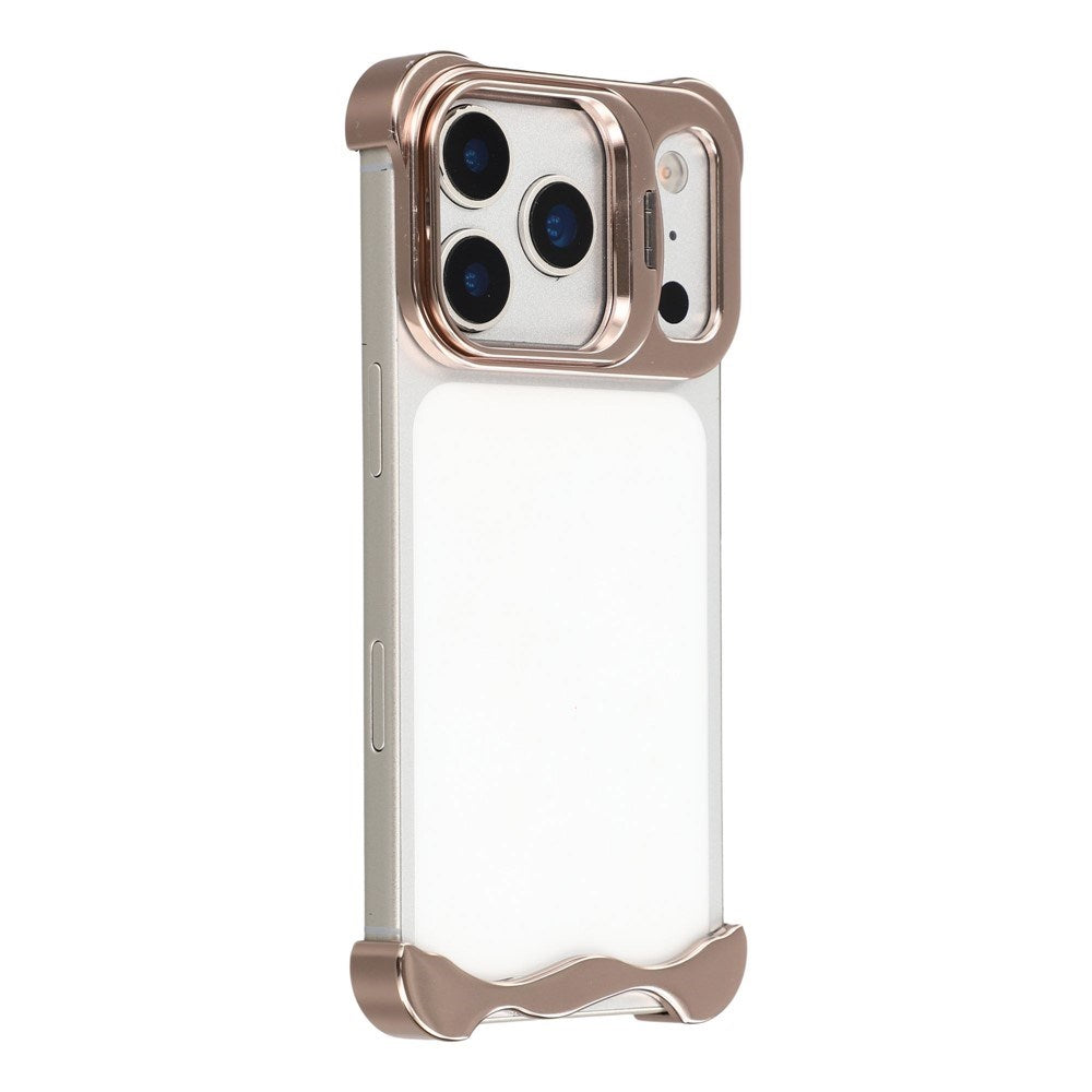 iPhone 17 Pro Two-Piece Metal Bumper Case with Stand & Lens Protector - Gold