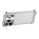 iPhone 17 Pro Two-Piece Metal Bumper Case with Stand & Lens Protector - Silver