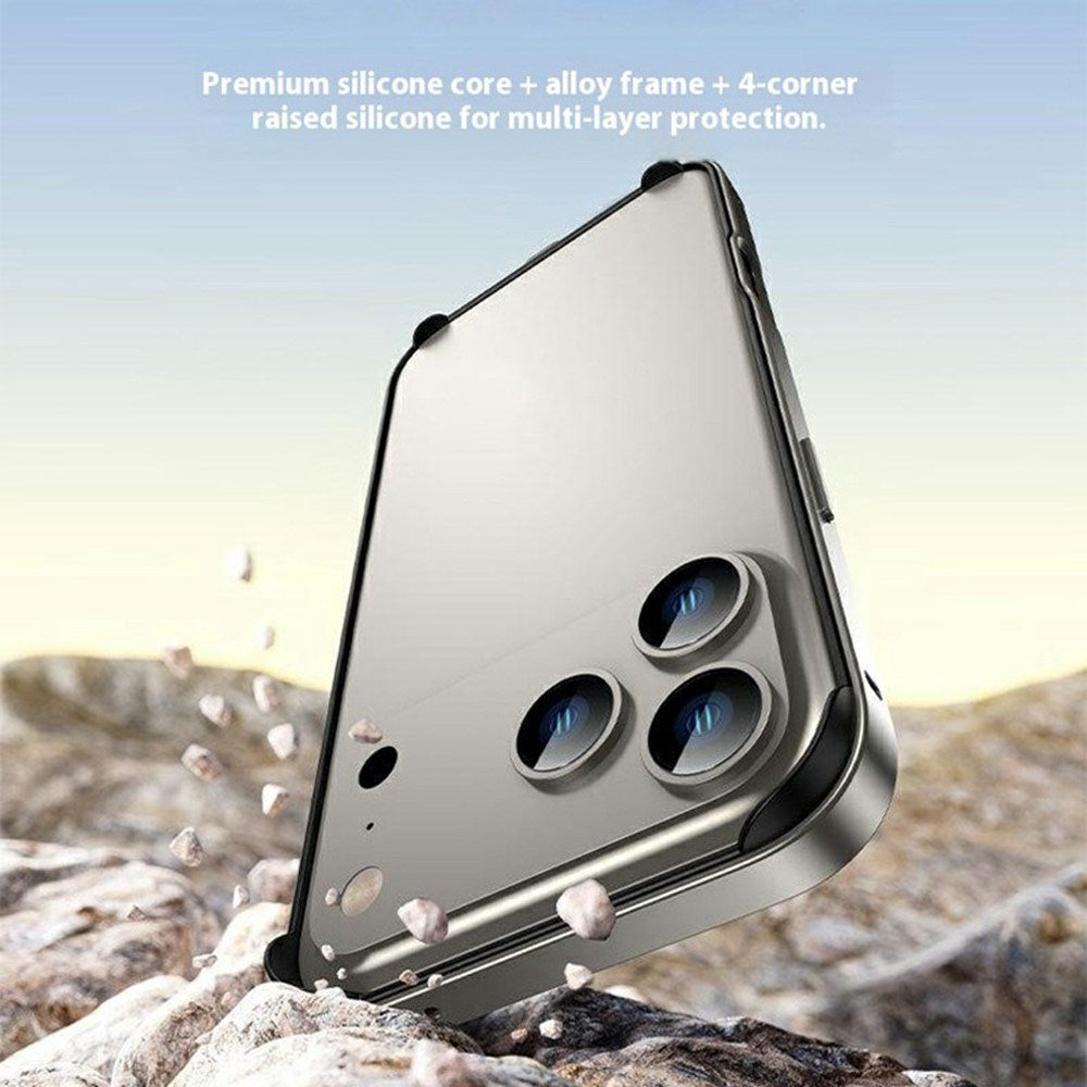 iPhone 17 Pro Max EIDERWOOD Metal Bumper Case with Reinforced Silicone Corners - Dark Blue