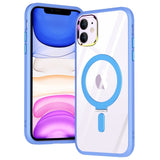 iPhone 11 Flexible Plastic Case with Magnetic Kickstand Ring - MagSafe Compatible - Transparent / Blue