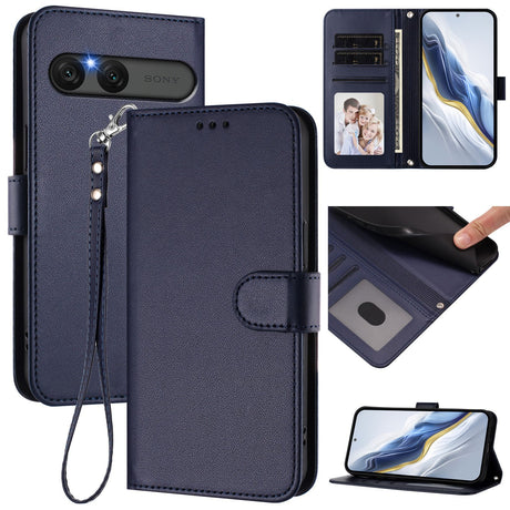 EIDERWOOD Sony Xperia 10 VII Faux Leather Flip Case with Card Holder & Strap - Dark Blue